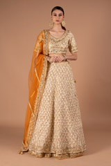 Beige Embellished Lehenga Set1402 video